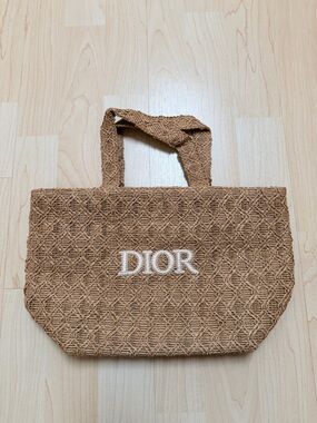 Dior Straw Tote Bag (Small) with Beige Lining